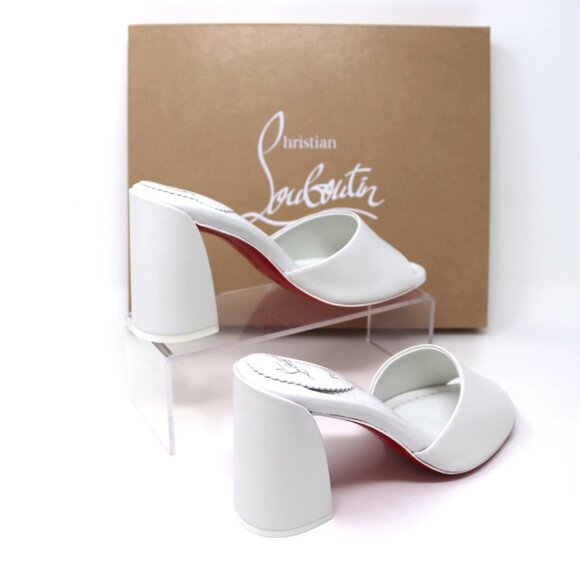 Christian Louboutin 37.5 NEW Jane Mule 85 Bianco White Block Heel Sandal - Picture 5 of 16
